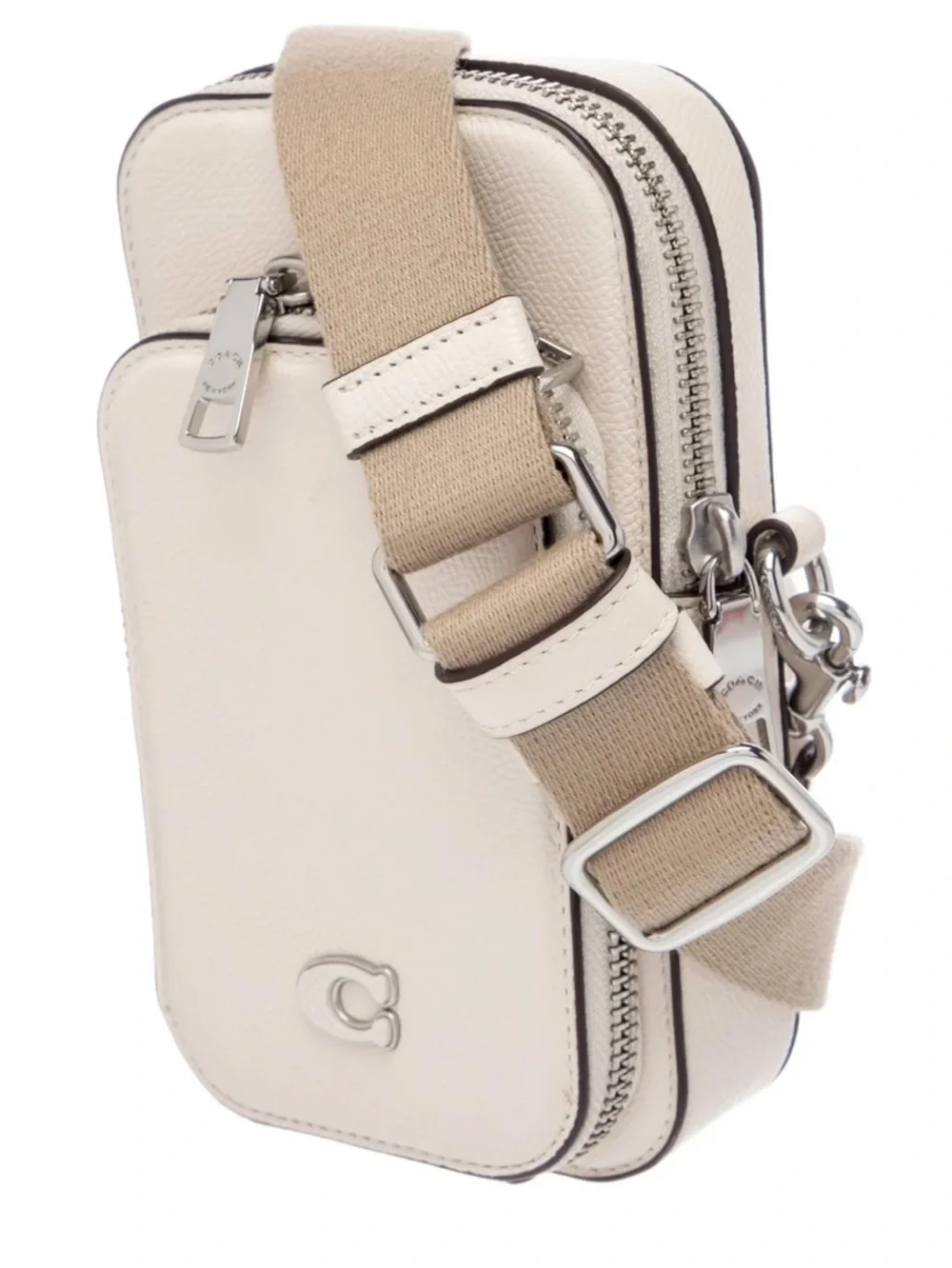 Coach Compact Cream Crossbody Phone Bag with Adjustable Strap - Picture 1 of 8